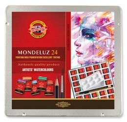 Koh-i Noor Mondeluz Master Class Taş Tablet Sulu Boya Seti 24 Renk Metal Kutu - Koh-i Noor