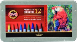 Koh-i Noor Progresso Aquarell Ağaçsız Sulandırılabilir Boya Kalemi Seti 12 Renk - Koh-i Noor