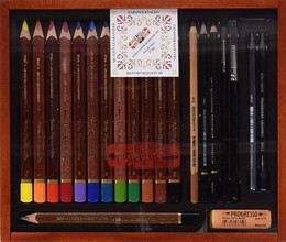 Koh-i Noor TrioAquarelle Kalın Aquarel Boya ve Eskiz Seti 21 Parça Ahşap Kutulu - Koh-i Noor