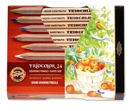 Koh-i Noor Triocolor Üçgen Gövde Kalın Kuru Boya Kalemi Seti 24 Renk - Koh-i Noor