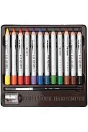 Koh-i Noor Wax Aquarell Balmumu Kalın Boya Kalemi Seti 12 Renk Metal Kutu - 2