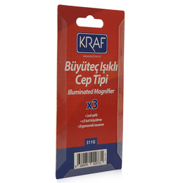 Kraf Cep Tipi Işıklı Büyüteç 3x - 4