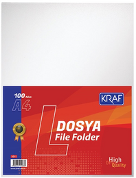 Kraf Deliksiz L Tipi Poşet Dosya A4 100'lü Paket - Kraf