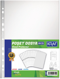 Kraf Eco Poşet Dosya A4 100'lü Paket - Kraf