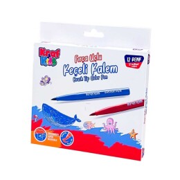 Kraf Kids Fırça Uçlu Keçeli Kalem 12 Renk - Kraf