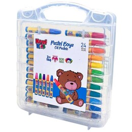Kraf Kids Pastel Boya 24 Renk Plastik Çantalı - Kraf