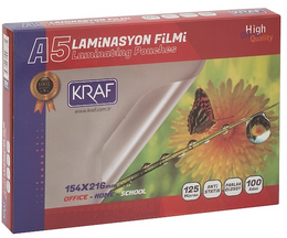 Kraf Laminasyon Filmi Parlak A5 125 Micron 100'lü - Kraf