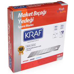 Kraf Maket Bıçağı Yedeği Geniş Ultra Karbon Çelik SK5 100'lü Paket - Kraf