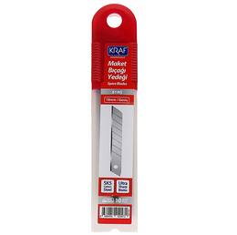 Kraf Maket Bıçağı Yedeği Geniş Ultra Karbon Çelik SK5 10'lu Tüp - Kraf