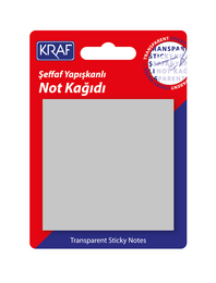 Kraf Şeffaf Post-it Yapışkanlı Not Kağıdı 76x76 mm. 50 yaprak ŞEFFAF GRİ - Kraf