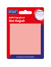 Kraf Şeffaf Post-it Yapışkanlı Not Kağıdı 76x76 mm. 50 yaprak ŞEFFAF PEMBE - 1