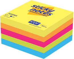 Kraf Yapışkanlı Not Kağıdı Küp Blok 50x50 mm. 250 Yaprak CANLI RENKLER - Kraf