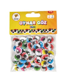 Lino Karışık Renkli Oynar Göz 15 mm 50'li Paket - Lino