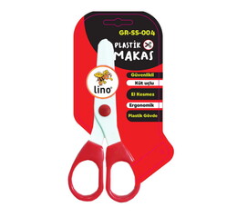 Lino Plastik Çocuk Makası Kırmızı-Beyaz - Lino