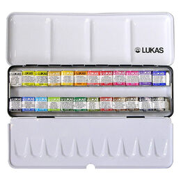 Lukas Aquarell 1862 Profesyonel Tablet Sulu Boya Seti 24 Renk 1/2 Tablet Metal Kutu - 1