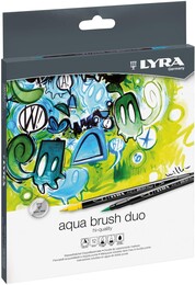 Lyra Aqua Brush Duo Çift Taraflı Fırça Uçlu Çizim Kalemi Seti 12 Renk - Lyra