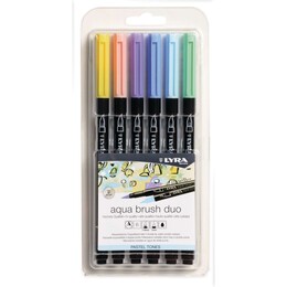 Lyra Aqua Brush Duo Çift Taraflı Fırça Uçlu Çizim Kalemi Seti 6 Renk PASTEL TONES - Lyra