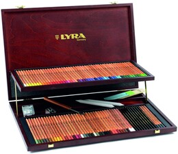 Lyra Rembrandt Artist Atelier Aquarell Boya Kalemi Seti 100 Renk + Aksesuarlar Ahşap Kutu - Lyra