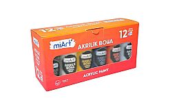 Miart Akrilik Boya Seti 12 Renk x 59 ml. (MA5912) - 1