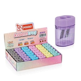 Mikro Çift Delikli Oval Kalemtraş Pastel Renkler - Mikro
