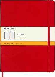 Moleskine Sert Kapak Çizgili Defter XL Boy 19x25 cm. 192 Sayfa Kızıl Kırmızı - Moleskine