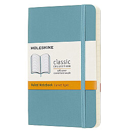 Moleskine Yumuşak Kapak Çizgili Defter Cep Boy 9x14 cm. 192 Sayfa Mercan Mavi - Moleskine