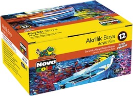 Nova Color Akrilik Boya Seti 12 Renk x 30 ml. Şişe - Nova Color