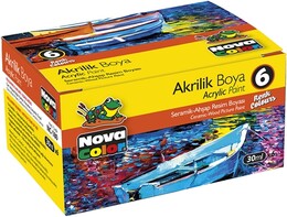 Nova Color Akrilik Boya Seti 6 Renk x 30 ml. Şişe - Nova Color
