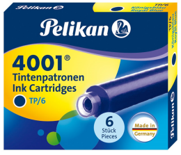 Pelikan 4001 Kısa Dolma Kalem Kartuşu 6'lı MAVİ - Pelikan