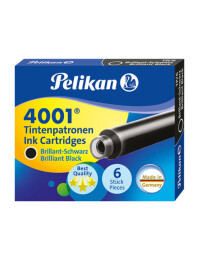 Pelikan 4001 Kısa Dolma Kalem Kartuşu 6'lı SİYAH - Pelikan