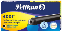 Pelikan 4001 Uzun Dolma Kalem Kartuşu 5'li Kutu SİYAH - Pelikan