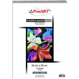 Ponart Creative Pastel Block Pastel Boya Defteri 160 gr. 35x50 cm. Karışık Renkli 15 yaprak - Ponart