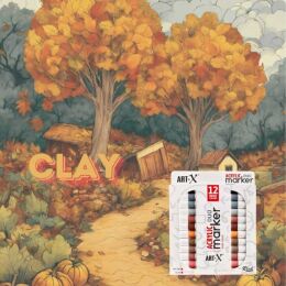 Rich Art-X Acrylic Duo Marker Çift Uçlu Su Bazlı Akrilik Boyama Markörü Seti 12 Renk Clay Series - 3