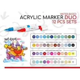 Rich Art-X Acrylic Duo Marker Çift Uçlu Su Bazlı Akrilik Boyama Markörü Seti 12 Renk Energy Series - 2
