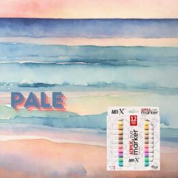 Rich Art-X Acrylic Duo Marker Çift Uçlu Su Bazlı Akrilik Boyama Markörü Seti 12 Renk Pale Series - 3