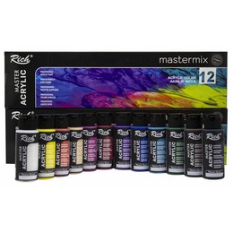 Rich Mastermix Akrilik Boya Seti 12 Renk x 60 cc. TEMEL RENKLER - Rich