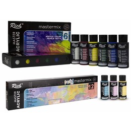 Rich Mastermix Akrilik Boya Seti 18 Renk x 60 cc. 6 Canlı + 12 Pastel Renk - Rich