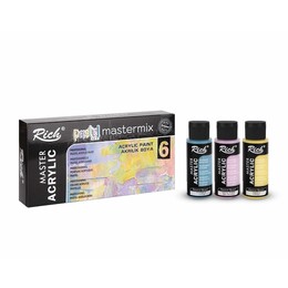 Rich Mastermix Akrilik Boya Seti 6 Renk x 60 cc. PASTEL RENKLER - Rich
