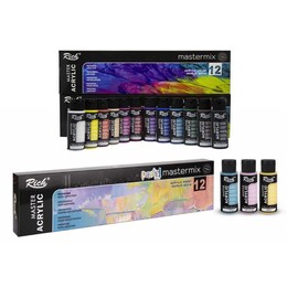 Rich Mastermix Akrilik Boya Seti 24 Renk x 60 cc. 12 Canlı + 12 Pastel Renk - Rich
