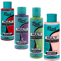 Rich Multi Surface Profesyonel Akrilik Boya 120 Cc .x 4 Karışık Renk - Rich