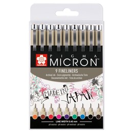 Sakura Pigma Micron 9 Fineliners 0.5 Çizim Kalemi Seti 9 RENK - Sakura