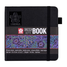 Sakura Sketchbook Sert Kapak Eskiz Çizim Defteri Siyah Kağıt 140 gr. 12x12 cm. 80 yaprak - Sakura