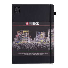 Sakura Sketchbook Sert Kapak Eskiz Çizim Defteri Siyah Kağıt 140 gr. 21x30 cm. 80 yaprak - Sakura
