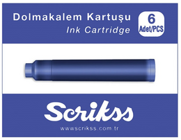 Scrikss Dolma Kalem Kartuşu 6'lı Kutu MAVİ - 1