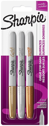 Sharpie Metallic Permanent Marker Kalem Seti Fine Uç 3 Renk METALİK RENKLER - Sharpie
