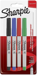 Sharpie Permanent Marker Kalem Seti Ultra Fine Uç 4 Renk STANDART RENKLER - Sharpie