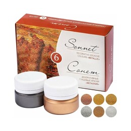 St. Petersburg Sonnet Metalik Guaj Yaldız Boya Seti 6 Renk x 20 ml. - St. Petersburg