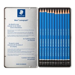 Staedtler Mars Lumograph Dereceli Kalem Karakalem Eskiz Çizim Seti 12'li Metal Kutu (8B-2H) - 2