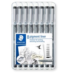 Staedtler Pigment Liner Teknik Çizim Kalemi Seti 8'li Plastik Kutulu - 1