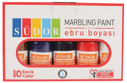 Südor Ebru Boyası Seti 10 Renk x 30 ml. Damlalıklı Şişe - Südor